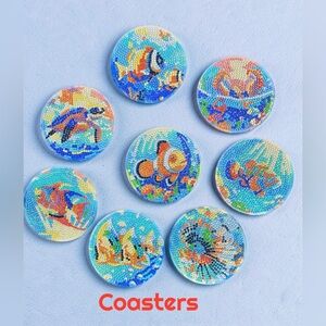 Hand Crafted Diamond Art Oceanic Coaster Set